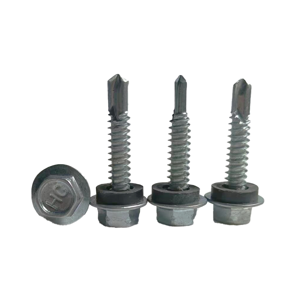 Hot Sale White Zinc Plated Self-Drilling Screws with Rubber Washer Roofing Hex Head Screw 4.8*25