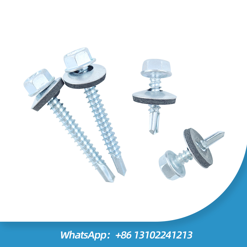 White Zinc Self Drilling Hex Head Screws With Bonded Washer