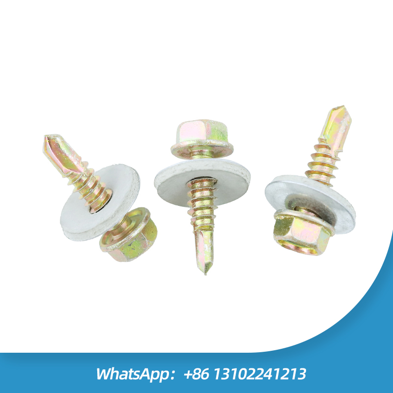 Yellow Zinc Self Drilling Hex Head Screws With Bonded Washer